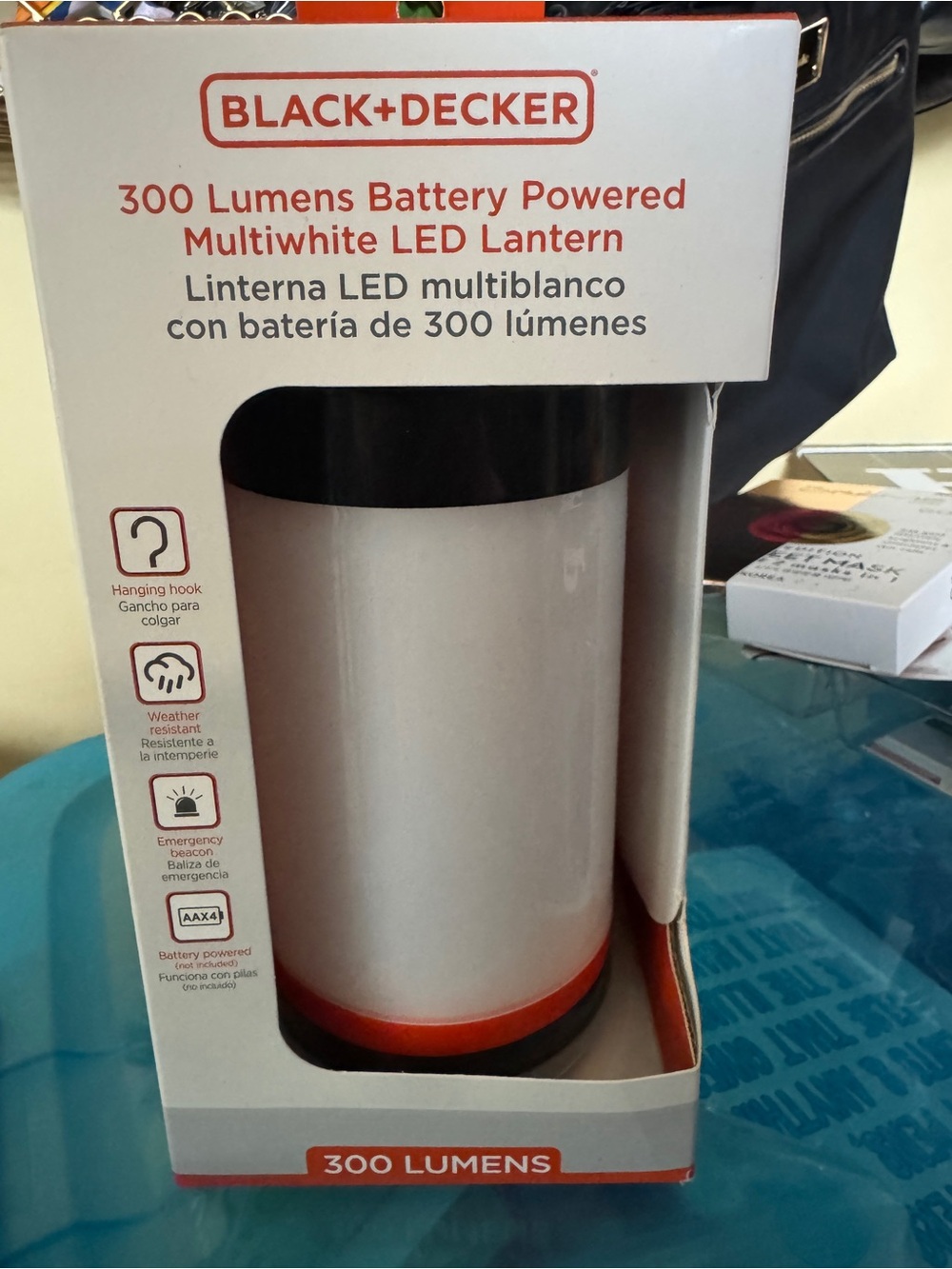 Black & Decker White LED Lantern with Orange Accent